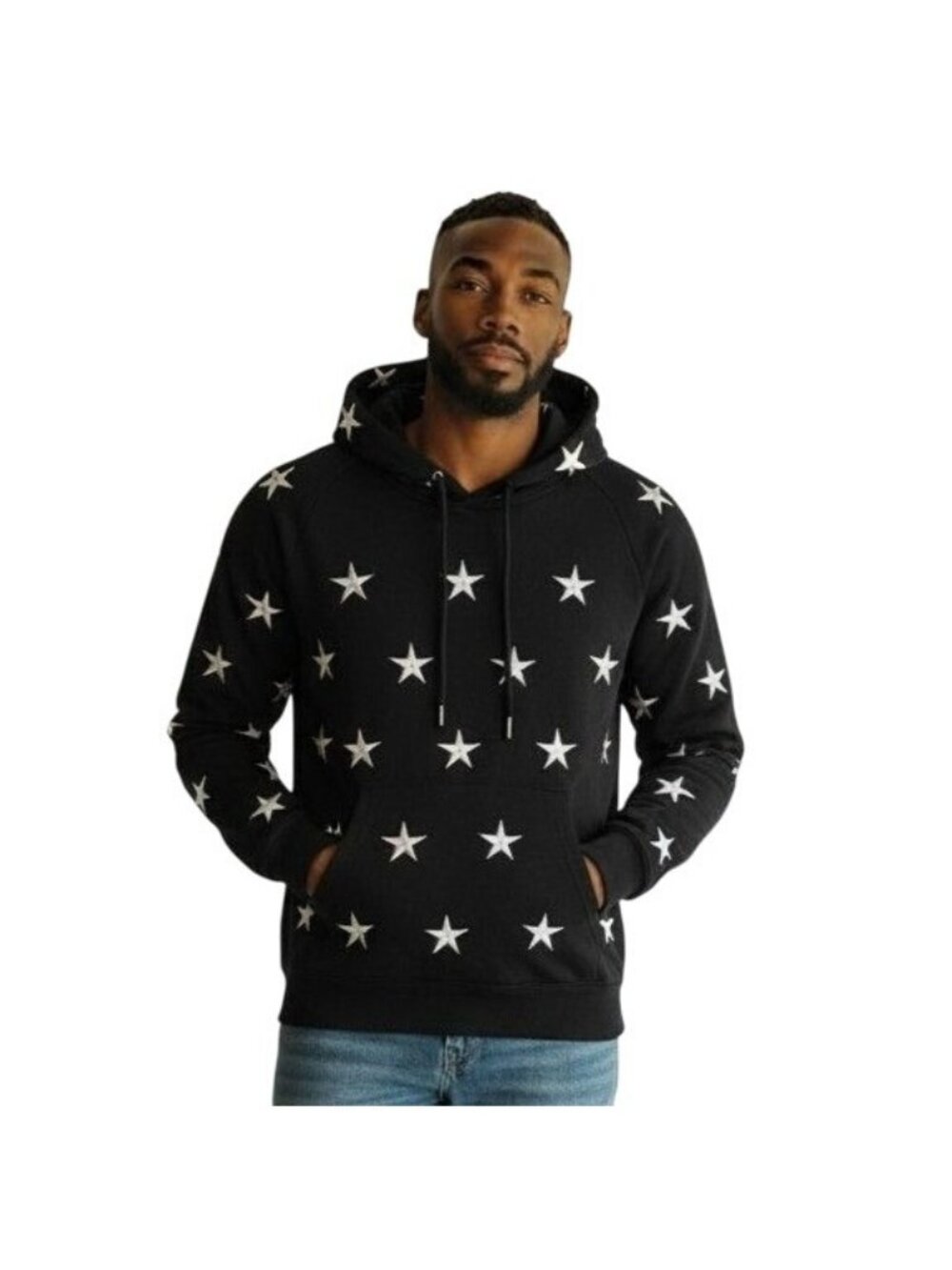 Sandro Paris Star Overprint Hoodie Navy Blue  - Size S
